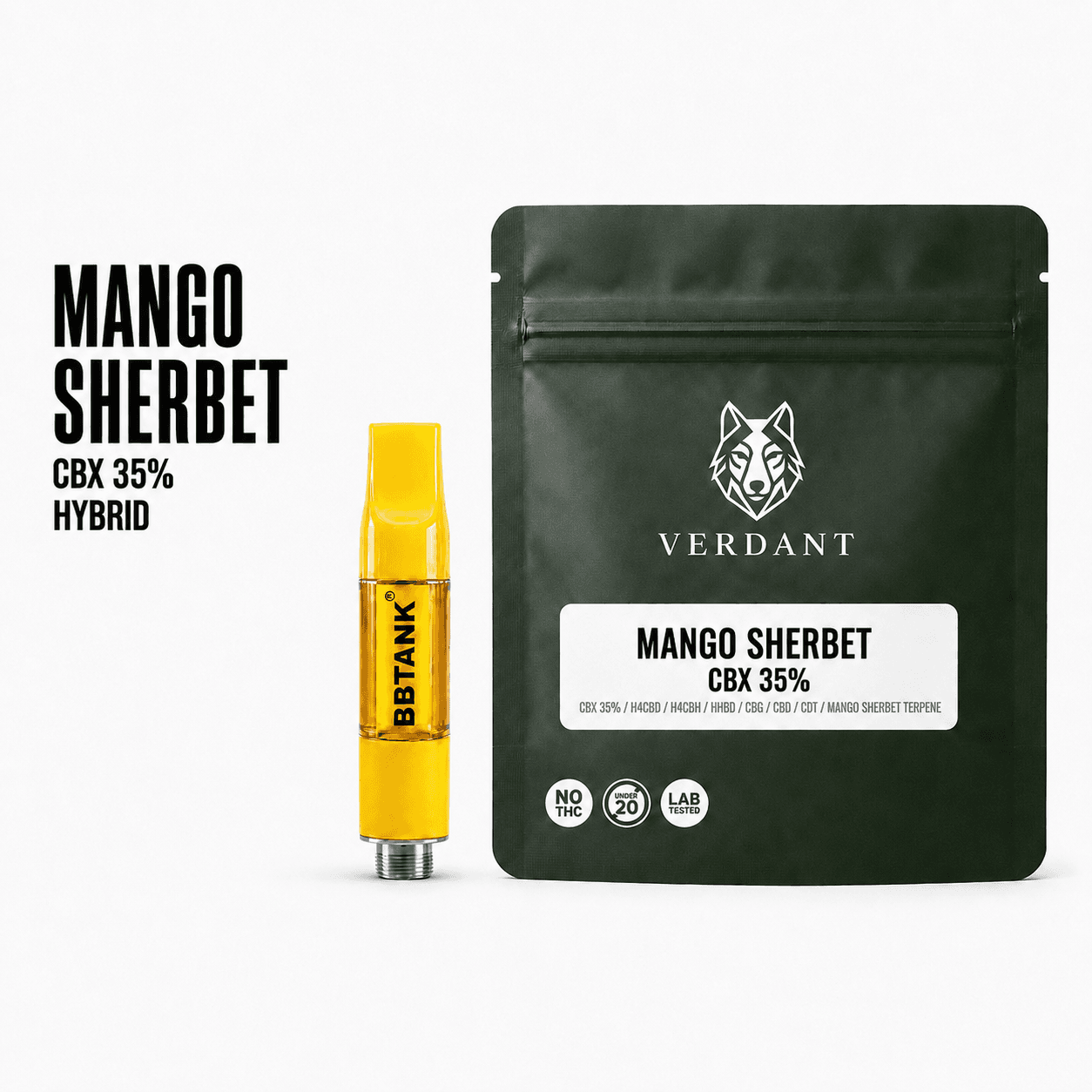 VERDANT CBXリキッド MANGO SHERBET 1ml CBX35% H4CBD H4CBH HHBD CBG CBD 配合 510規格 カートリッジ ハイブリッド